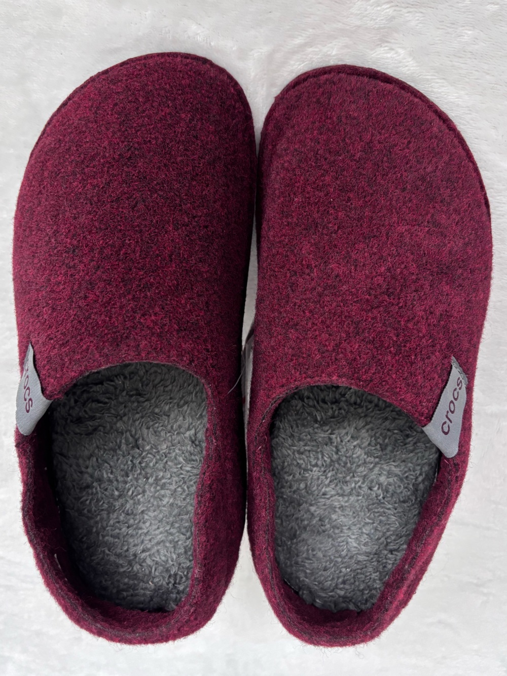 CROCS Classic Burgundy Convertible Fuzzy Lightweight Slipper--NWT--7